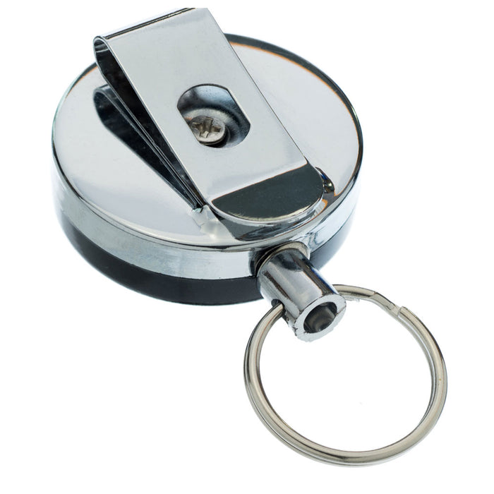 5 Retractable Badge Holder 1.5" Pull Reel Metal ID Belt Clip Key Ring Keychain