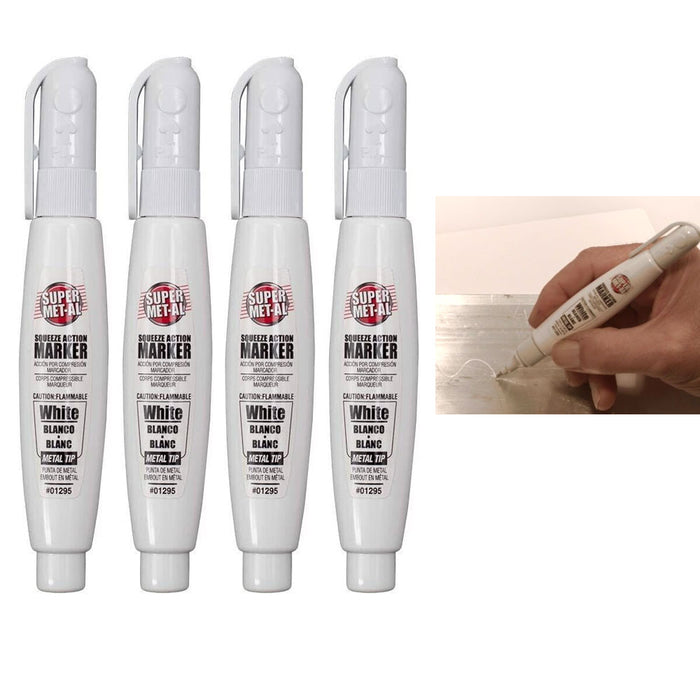 4 X Squeeze Paint Pen Metal Tip White Marker Steel Multi Surface Writer Marking