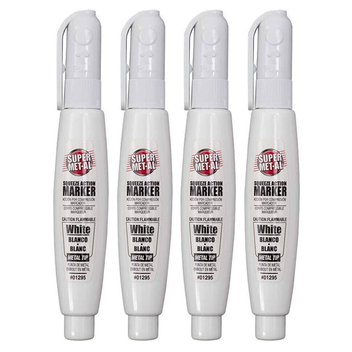 4 X Squeeze Paint Pen Metal Tip White Marker Steel Multi Surface Writer Marking