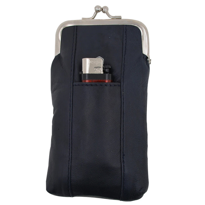 1 Black Genuine Leather Smoking Case Clip Pouch Carrier Lighter Pocket Holder