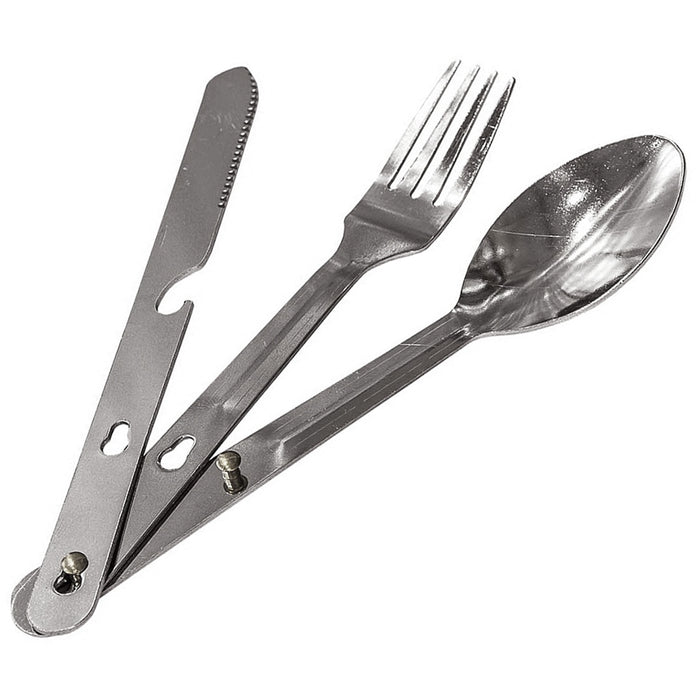 4 Sets Outdoor Eating Utensils 4in1 Fork Knife Spoon Stainless Steel Cutlery