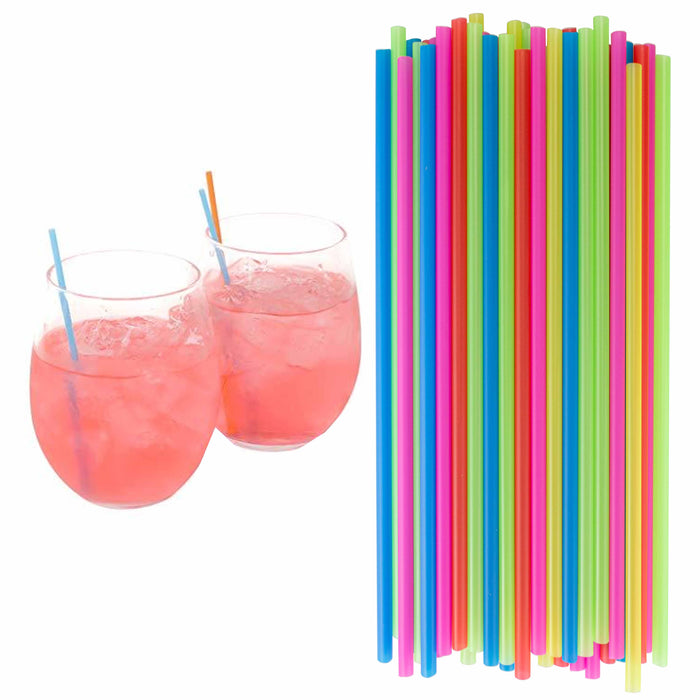 500ct Neon Straws Coffee Stirrers 7.5" Plastic Drink Sticks Cocktail Bar Sip Mix