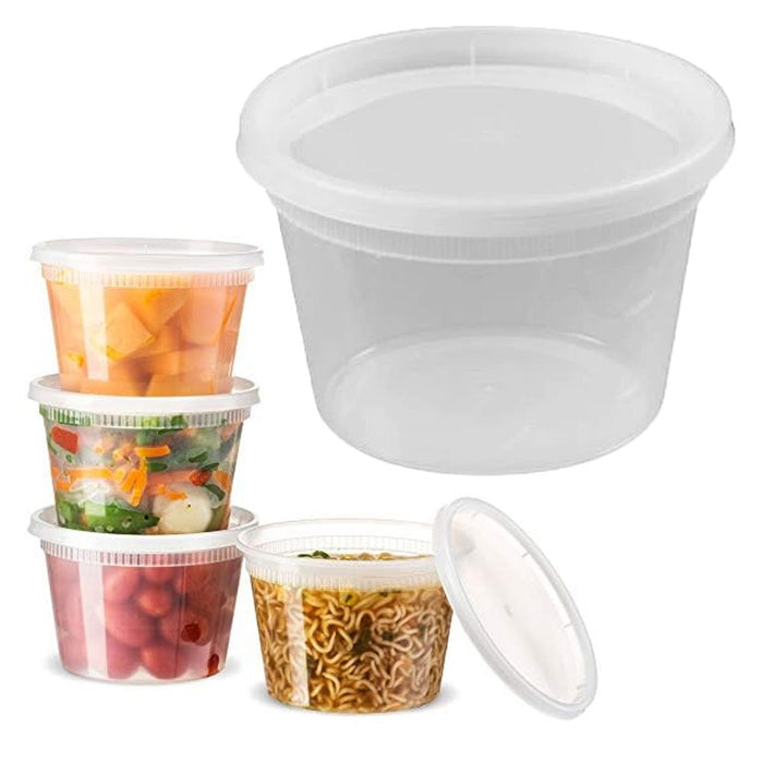 96 Ct Clear Food Storage Deli Containers w/ Lids 16oz BPA-Free Plastic Meal Prep