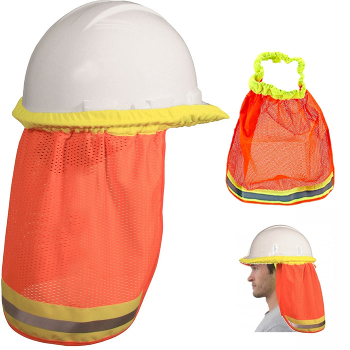 2pc Sun Shade Hard Hat Mesh Neck Shield Safety High Visibility Reflective Stripe