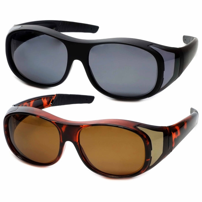 2 Pc Medium Fit Over Most Rx Glasses Cover Sunglasses Safety Driving Dark Lens