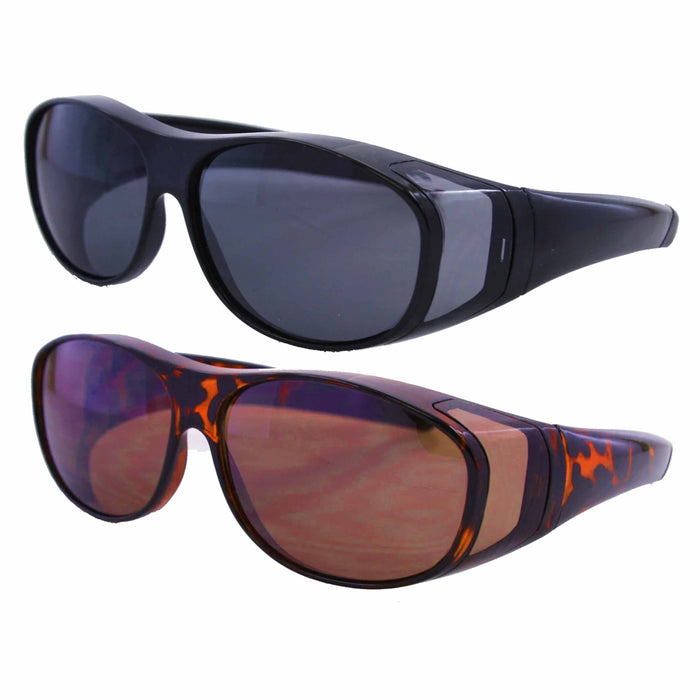 2 Pc Medium Fit Over Most Rx Glasses Cover Sunglasses Safety Driving Dark Lens