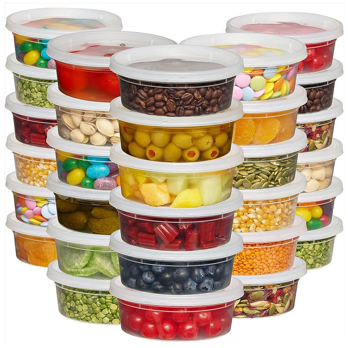 96 Ct Clear 8oz Deli Containers w/ Lids Airtight Takeout Food Storage BPA Free