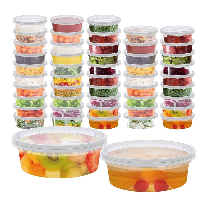 144ct 8oz Deli Plastic Food Storage Containers w/ Airtight Lids Takeout BPA Free