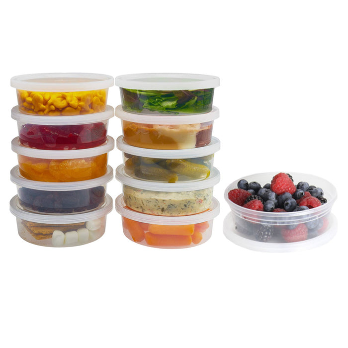 144ct 8oz Deli Plastic Food Storage Containers w/ Airtight Lids Takeout BPA Free