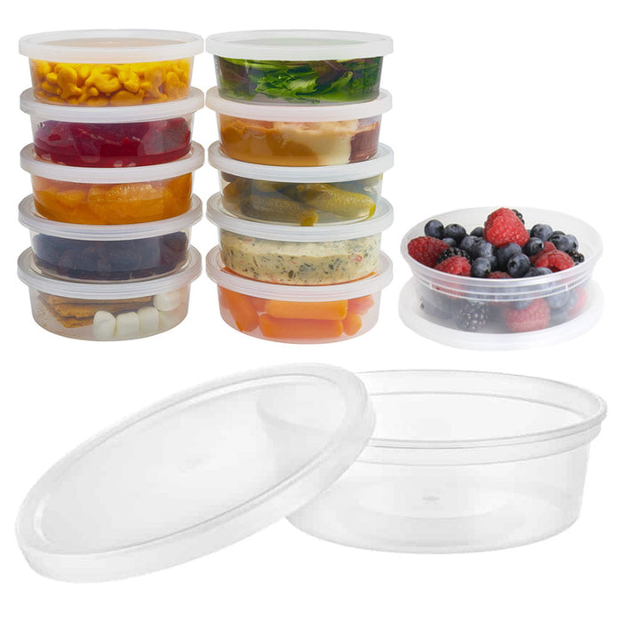 48 Ct 8oz Deli Containers w/ Lids Portion Control Meal Prep Food Storage Clear