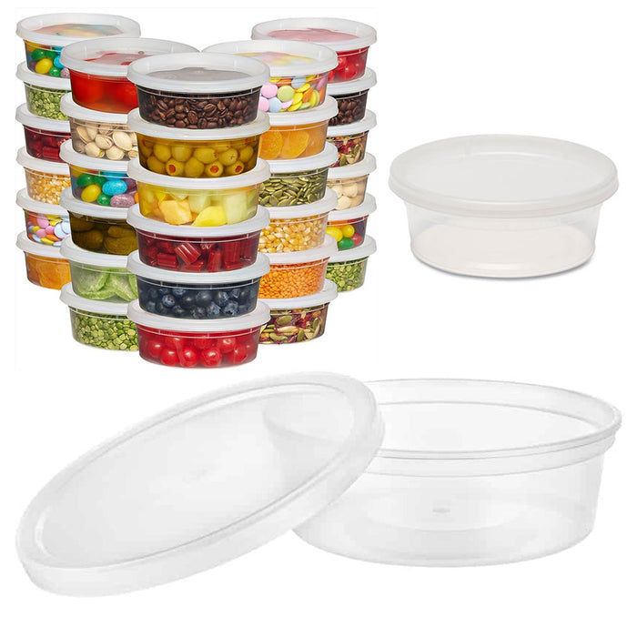 96 Ct Clear 8oz Deli Containers w/ Lids Airtight Takeout Food Storage BPA Free