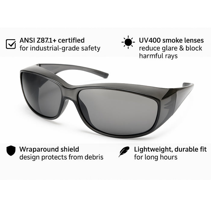 Large Fit Over Sunglasses UV400 Lab Safety Glasses Protection ANSI Z87 Goggles