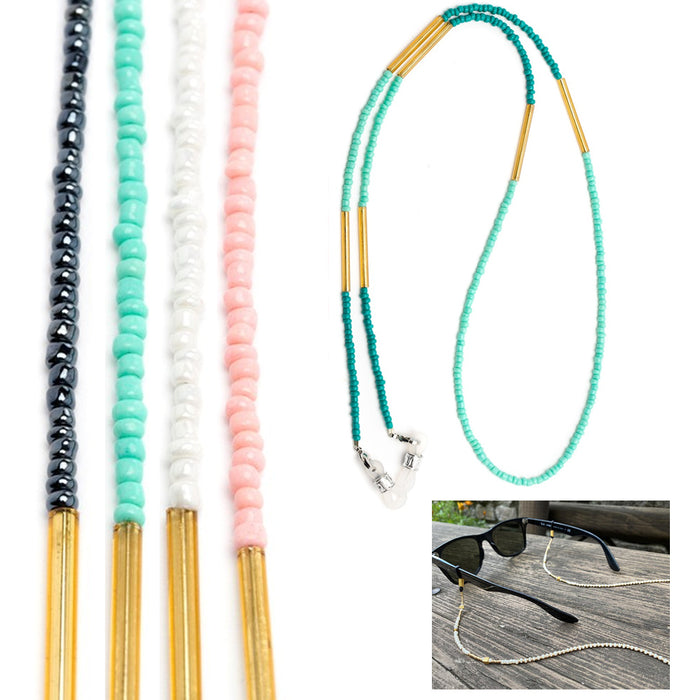 2X Beaded Eyeglass Neck Gold Retainer Strap Eyewear Sunglass Chain Mask Holder