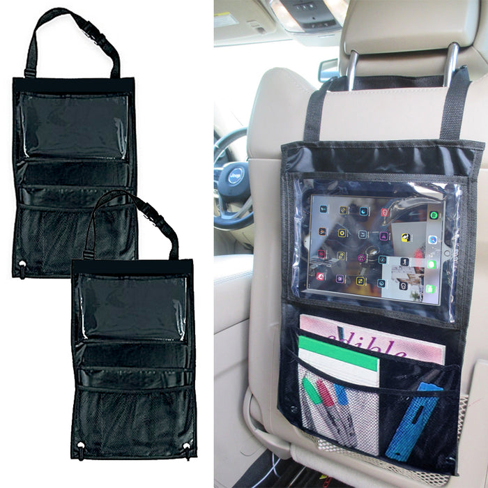 2 Pack Car Back Seat Hanging Organizer Set Travel Tablet Holder Universal Fit