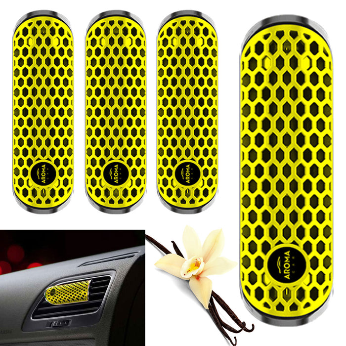4 Pc Vanilla Aroma Car Polymer HEX Air Freshener Scent Vent Clip Auto Fragrance