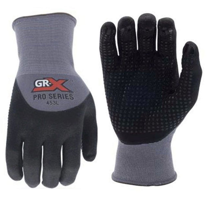 2 Pairs Heavy Duty Work Gloves Grip Nitrile Coated Dotted Palm Safe Hand Size L
