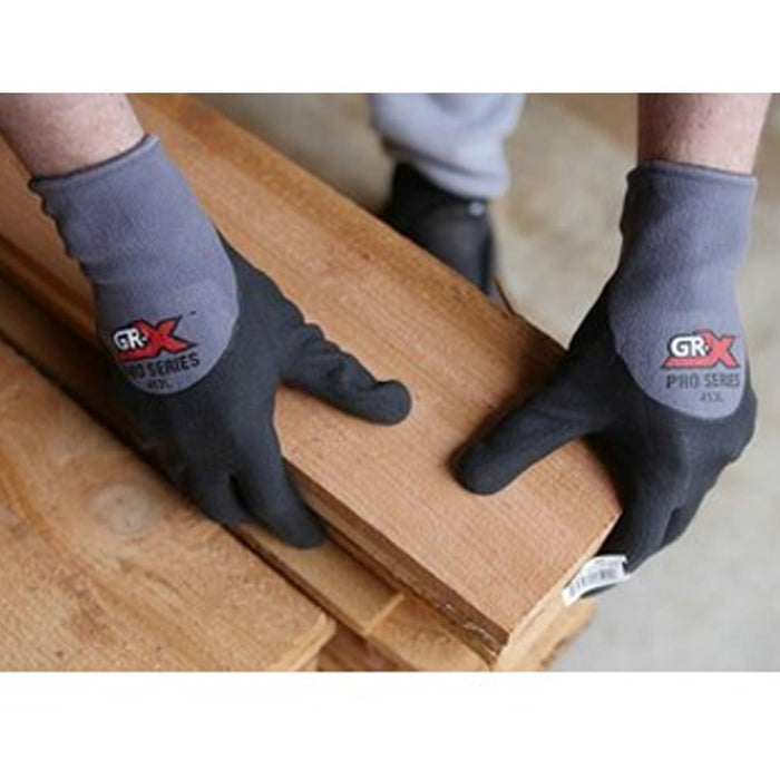 2 Pairs Heavy Duty Work Gloves Grip Nitrile Coated Dotted Palm Safe Hand Size L