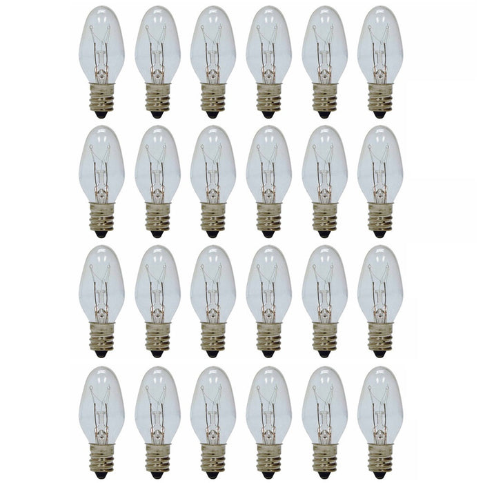 24 Pc Clear 4 Watt C7 Night Light Bulb Candelabra Salt Lamp Christmas Nightlight