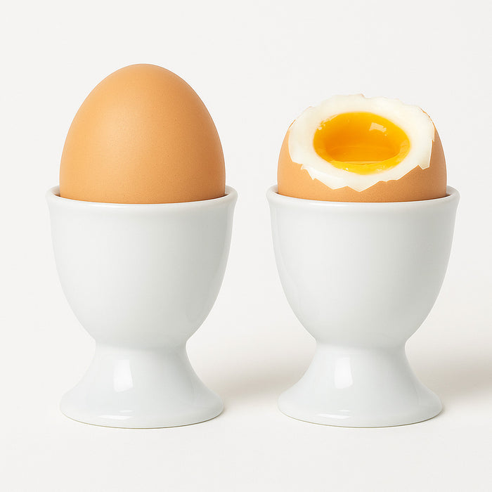 6 White Ceramic Egg Cup Holders Soft Boiled Egg Server Durable Breakfast Kitchen