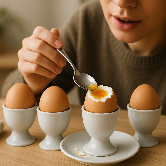 2Pc White Ceramic Egg Cup Holders Soft Boiled Server Set Durable Tableware Cook