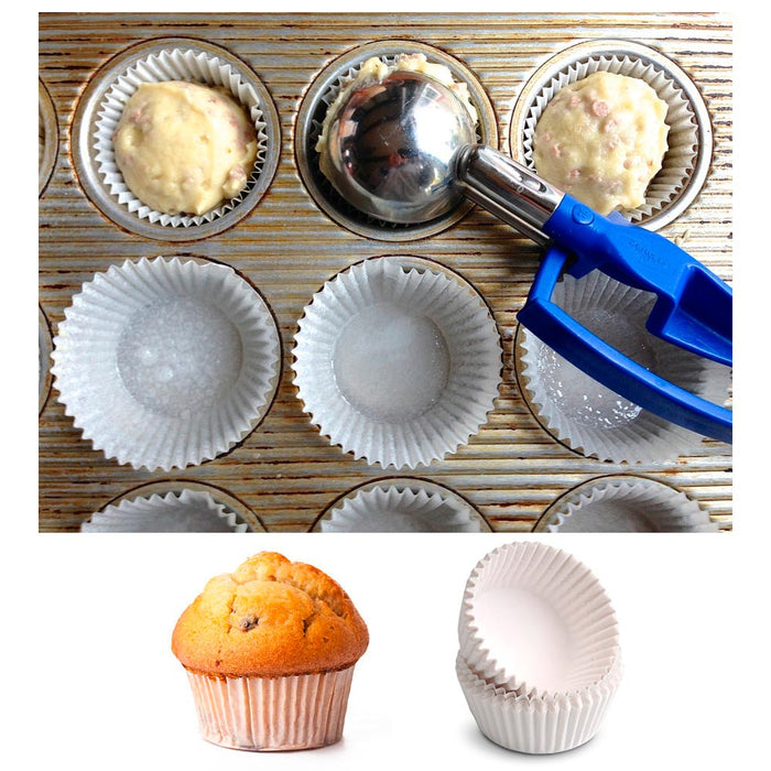 50 Pc Baking Cups Cupcake Liners Paper Molds Muffin Parchment Bake Party White