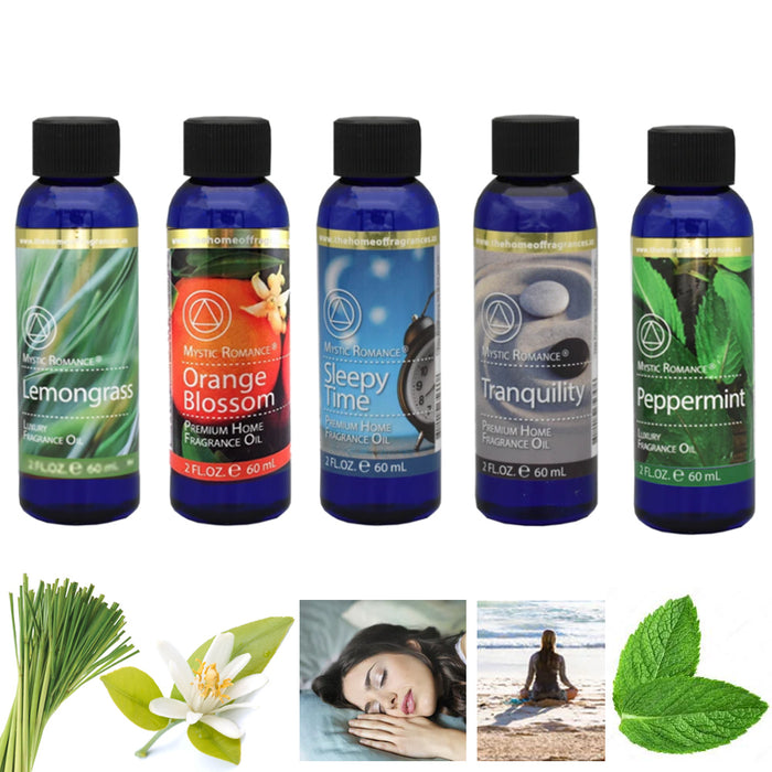 5 Pc Premium Home Fragrance Oil Burner Aromatherapy 2oz Air Aroma Diffuser Scent