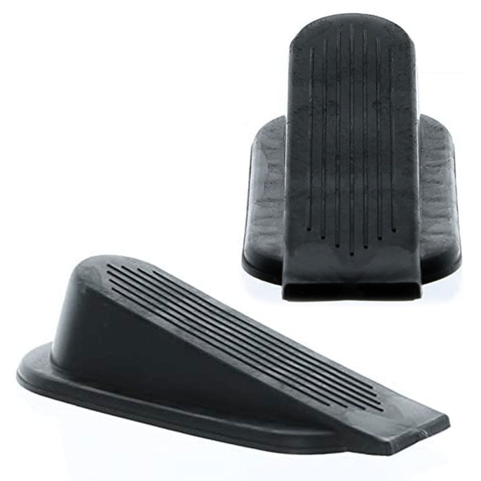 12 Lot Doorstop Door Wedge Wedges Stoppers Black Plastic Floor Holder Office 4"