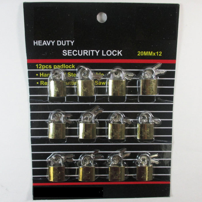 Lot Of 12 Padlock Small Brass 20MM Mini Tiny Lock Keyed Box Jewelry Drawer 2 Key