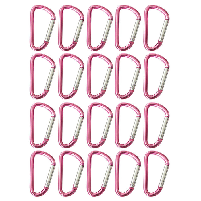 20 Aluminum Carabiner Pink Ribbon Support 2" D-Ring Snap Hook Keychain Keyring
