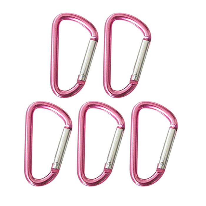 5 Pc Pink Aluminum Carabiner 2" D-Ring Snap Hook Key Chain Keyring Spring Clips