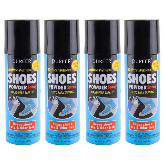 4 Shoe Powder Spray Odor Eliminator Deodorizing Freshener Absorb Sweat 4.8oz