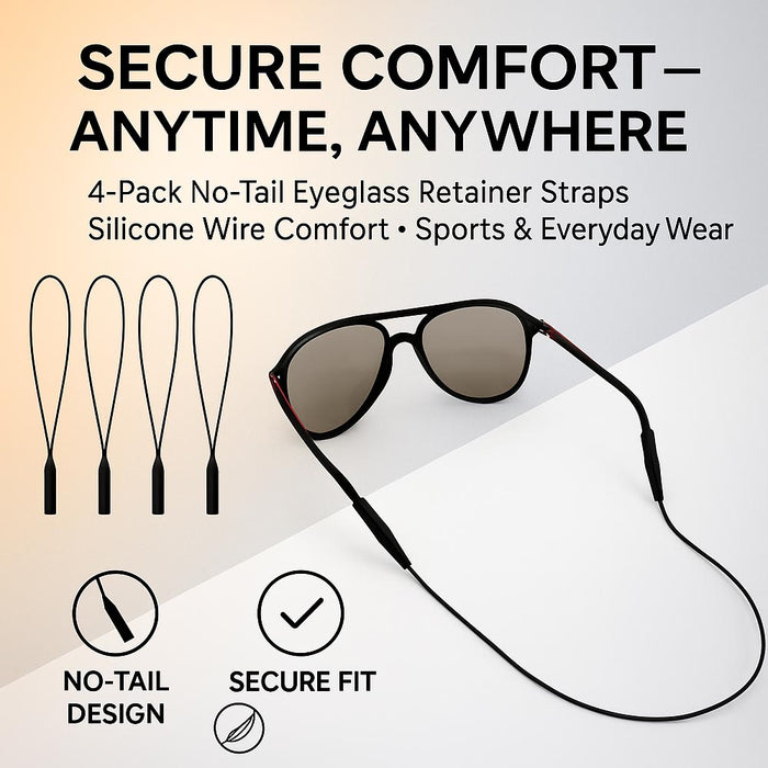 4 Pc Eyeglasses Cable Strap No Tail Sunglasses Eyewear Retainer String Holder