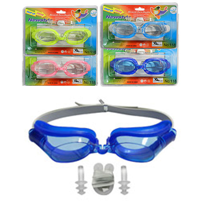 4 Packs Water Sports Kids Adult Adjustable Swimming Swim Goggles Nose Clips Plug