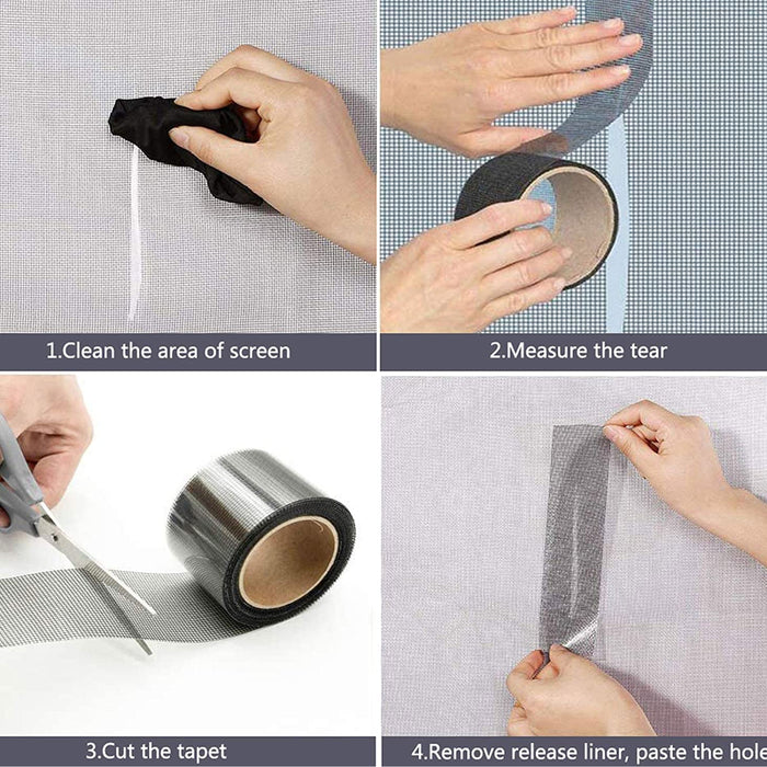 2 Pc Instant Mesh Screen Repair Tape Window Door Patch Fiberglass Adhesive 73ft