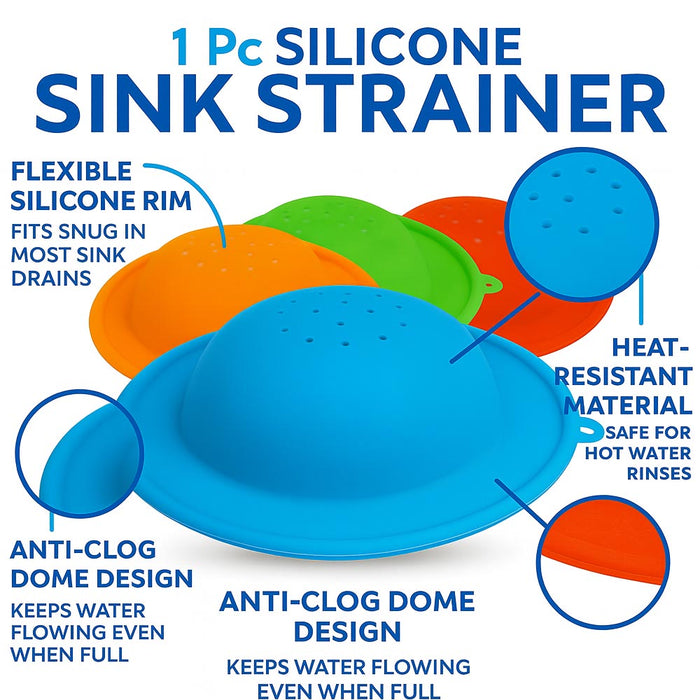 2Pc Kitchen Sink Strainer Silicone Filter Drain Protector Food Trap Debris Waste
