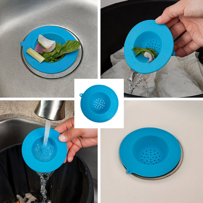 2Pc Kitchen Sink Strainer Silicone Filter Drain Protector Food Trap Debris Waste