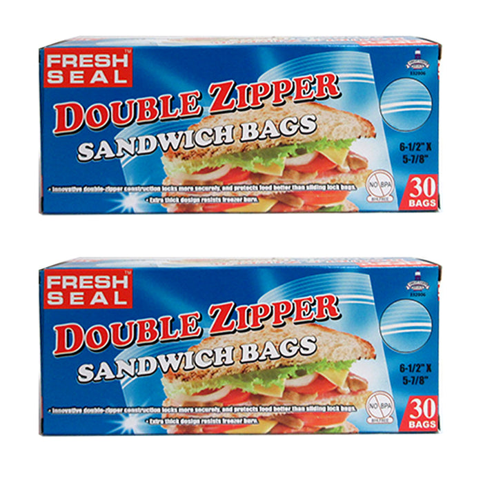 60 Count Sandwich Storage Bags Snacks Food Bag School Lunch Easy Grip Open Close
