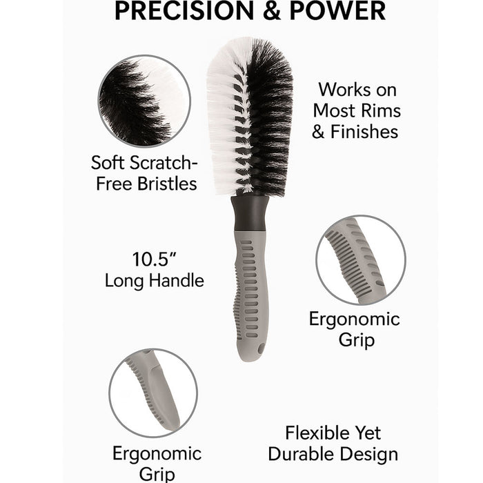 2 PC Car Wheel Tire Rim Scrub Brush Washing Cleaner Vehicle Cleaning Tool Auto