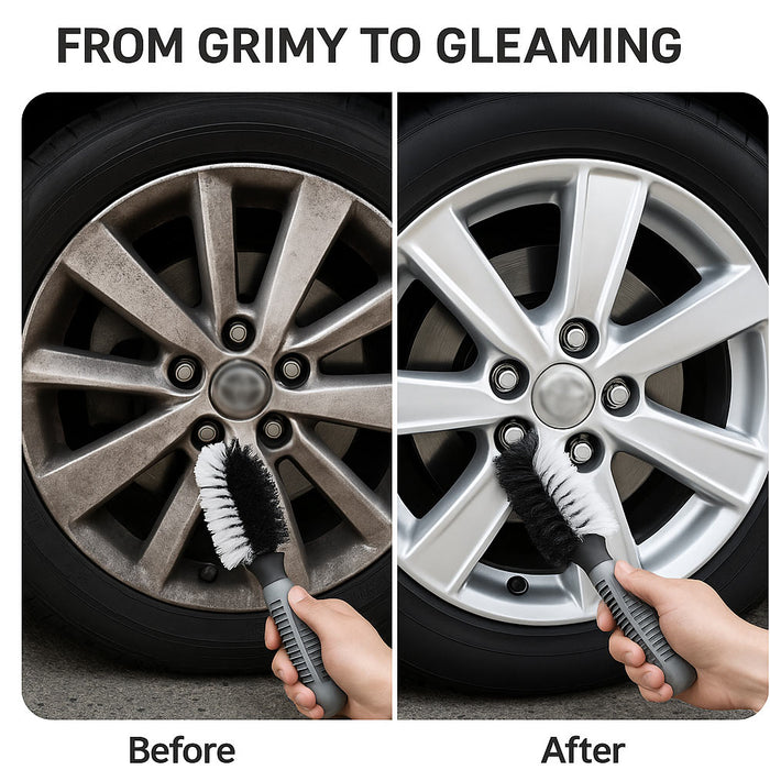 2 PC Car Wheel Tire Rim Scrub Brush Washing Cleaner Vehicle Cleaning Tool Auto