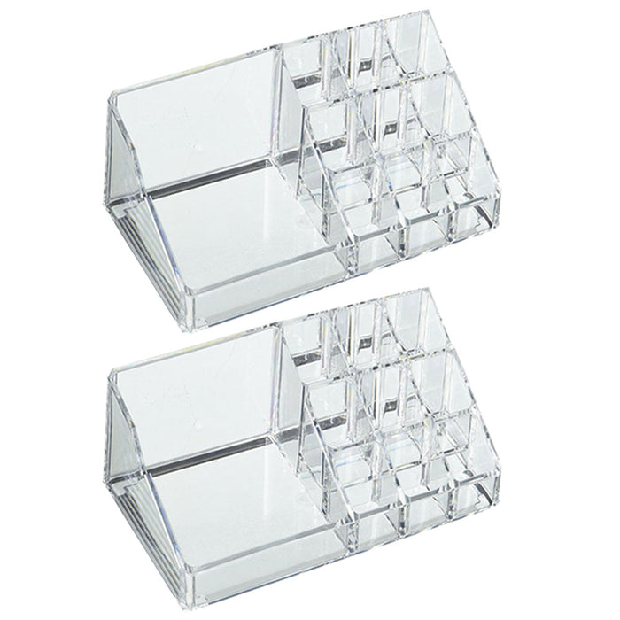 2 Clear Acrylic 10 Compartment Nail Polish Holder Organizer Makeup Oils Storage
