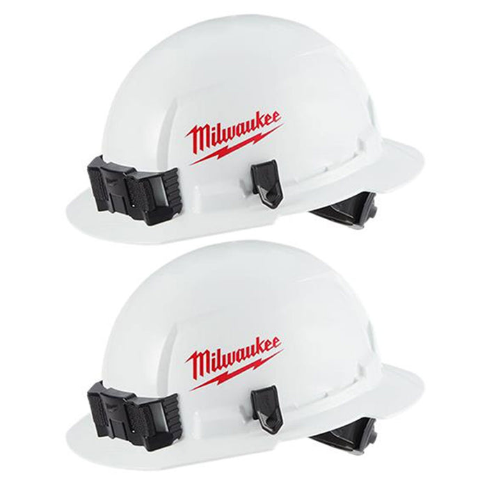 2 Milwaukee Hard Hat Full Brim Safety Bolt Ratcheting Suspension Protective Gear