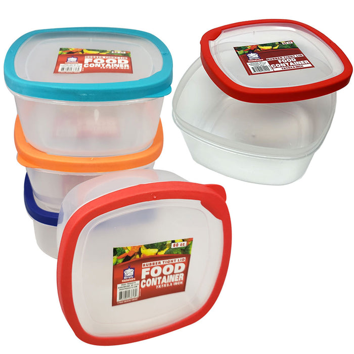 4 Pack Large Refrigerator Food Storage Container with Lids Plastic Reusable 62oz