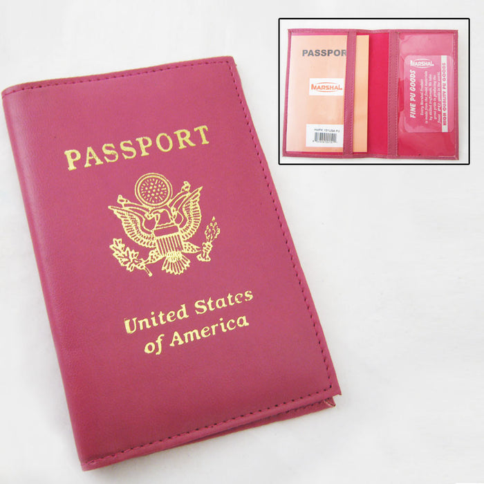 1 GENUINE LEATHER USA PASSPORT COVER HOLDER WALLET CASE TRAVEL 11 COLORS NEW