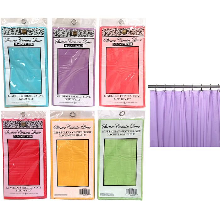 2 Magnetic Shower Curtain Liner Water Resistant 100% Vinyl Premium Colors 70x72