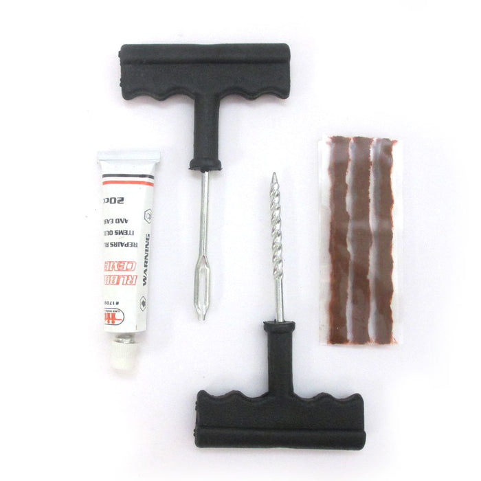 6 Pc Tire Repair Kit Tubeless Flat Tire Patch Car Rasp Plugs Tool Rubber Cement