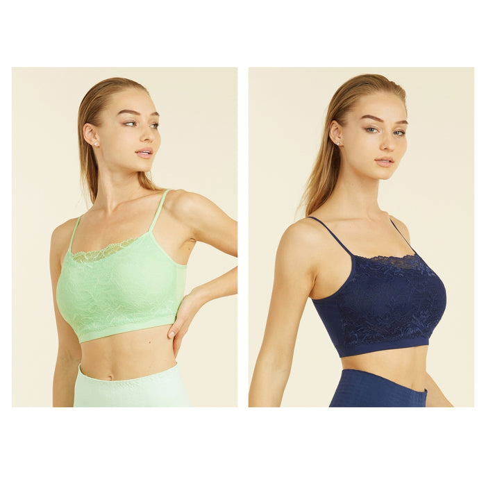 6 X Seamless Lace Bralette Crop Top Bra Cleavage Cover Padded Stretch One Size