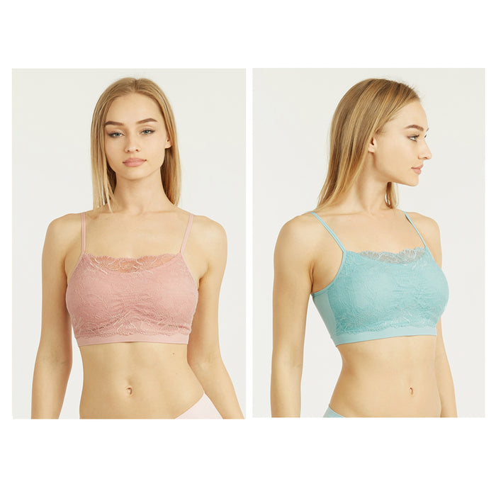 6 X Seamless Lace Bralette Crop Top Bra Cleavage Cover Padded Stretch One Size