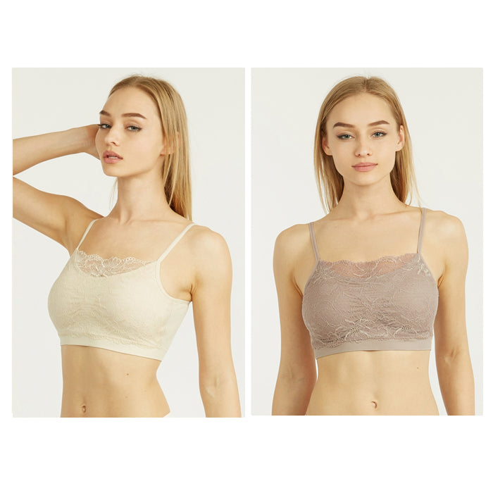 6 X Seamless Lace Bralette Crop Top Bra Cleavage Cover Padded Stretch One Size