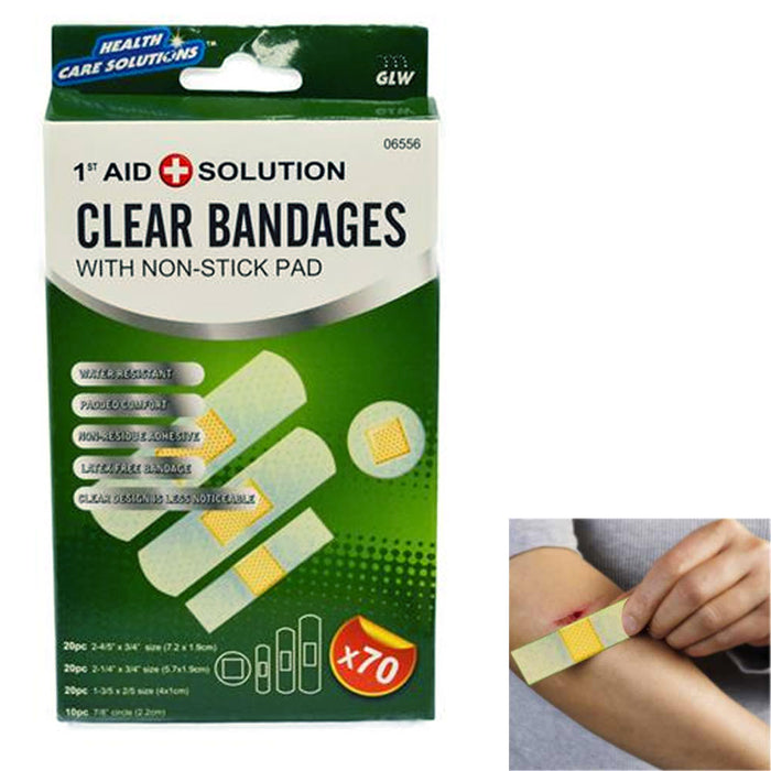 2Pack 140 Clear Bandages Non-Stick Pad Water Resistant Heal Wounds Latex Free