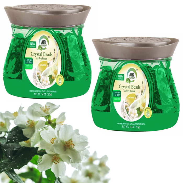 2 Jasmine Scent Odor Eliminator Crystal Gel Beads Air Freshener Deodorizer 14oz